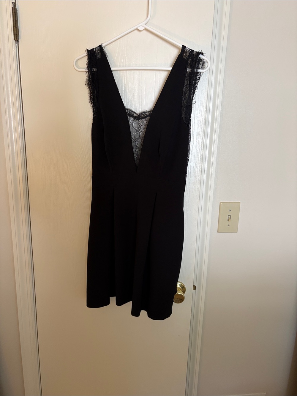BCBGeneration Black Lace-Detail V-Neck Skater Dress